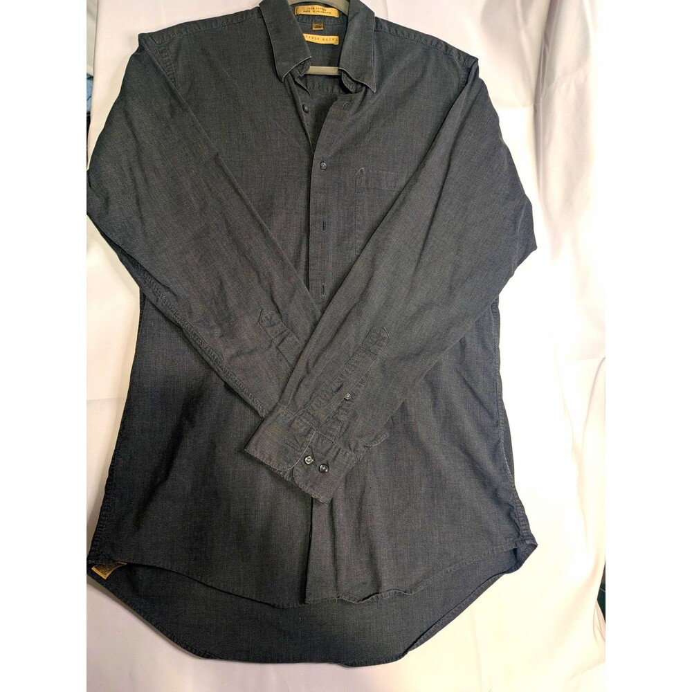 Geoffrey Beene Regular Fit Gray Solid Cotton Dress Shirt 15.5 34/35 Pockets
